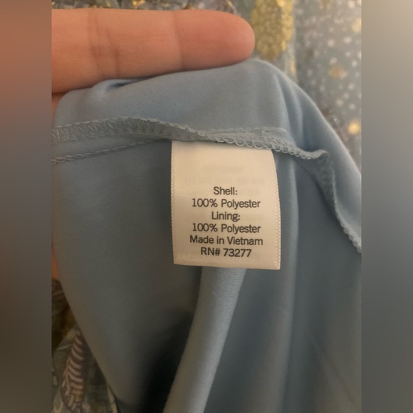 Lauren Conrad long sleeve mini peasant dress blue and gold size large - Picture 6 of 9